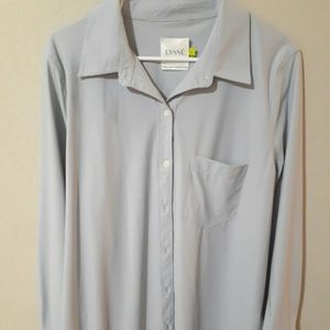 Lysse light grey chiffon button down shirt